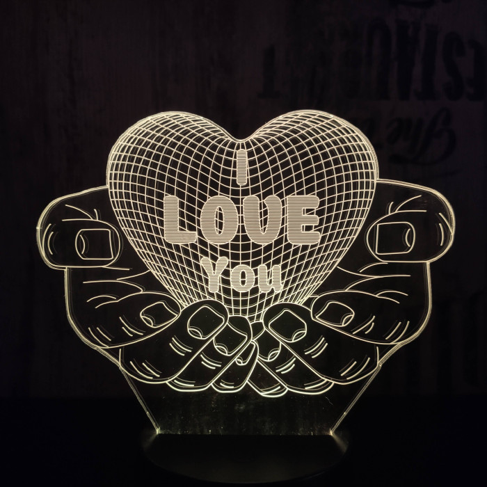 Kézben szív 7 színű  3D led lámpa