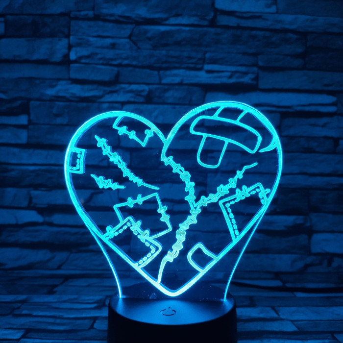 Szív Sebei 7 színű 3D led lámpa