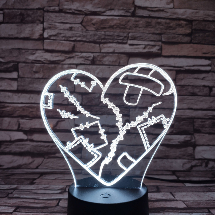 Szív Sebei 7 színű 3D led lámpa