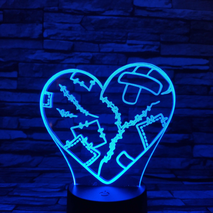 Szív Sebei 7 színű 3D led lámpa
