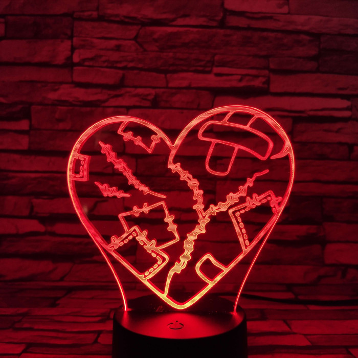 Szív Sebei 7 színű 3D led lámpa