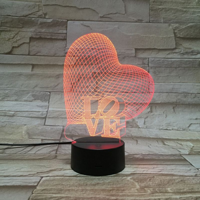 Szív Love 7 színű 3D led lámpa