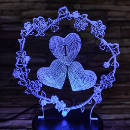 Szív virág 7 színű  3D led lámpa