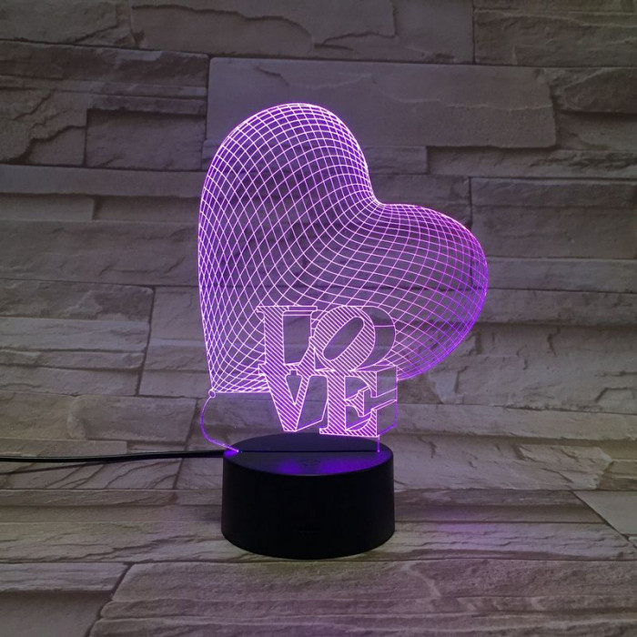 Szív Love 7 színű 3D led lámpa