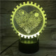 Szív Fogaskerék 7 színű 3D led lámpa