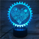 Szív Fogaskerék 7 színű 3D led lámpa