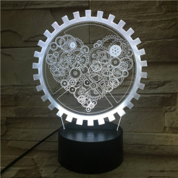 Szív Fogaskerék 7 színű 3D led lámpa
