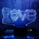 Motoros love  7 színű 3D led lámpa