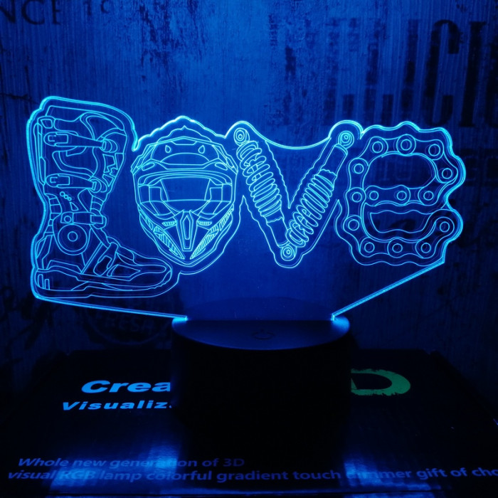Motoros love  7 színű 3D led lámpa
