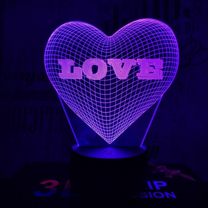 Szívben Love 7 színű 3D led lámpa