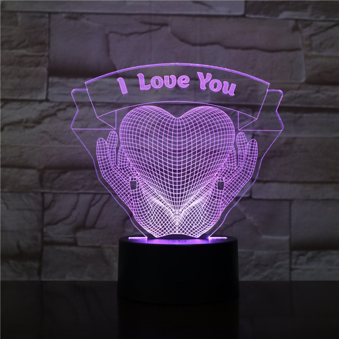Szív a Kézben 7 színű 3D led lámpa