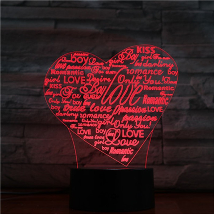 Szív Szavai 7 színű 3D led lámpa