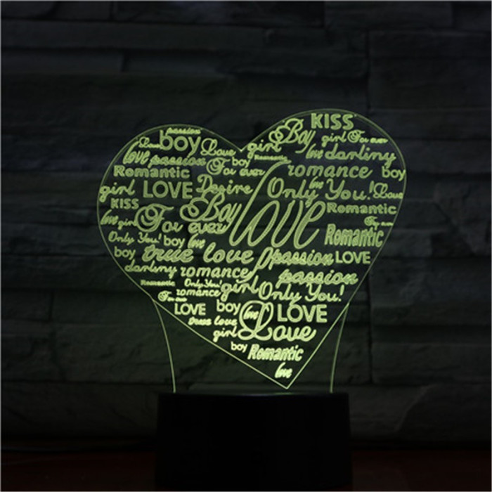 Szív Szavai 7 színű 3D led lámpa