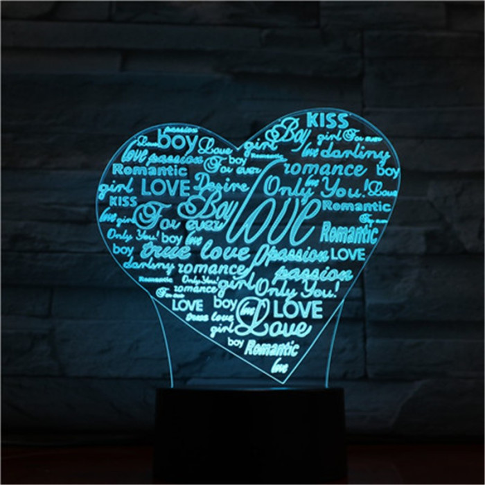 Szív Szavai 7 színű 3D led lámpa