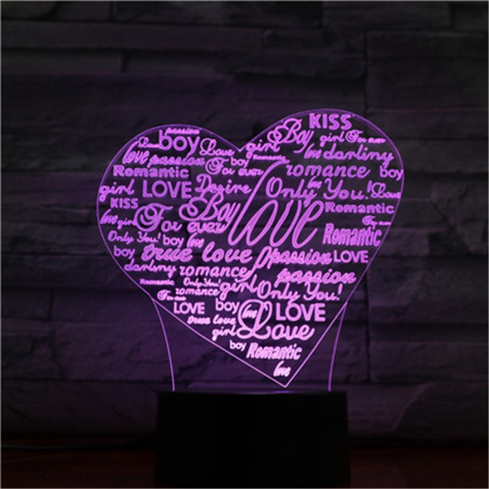 Szív Szavai 7 színű 3D led lámpa