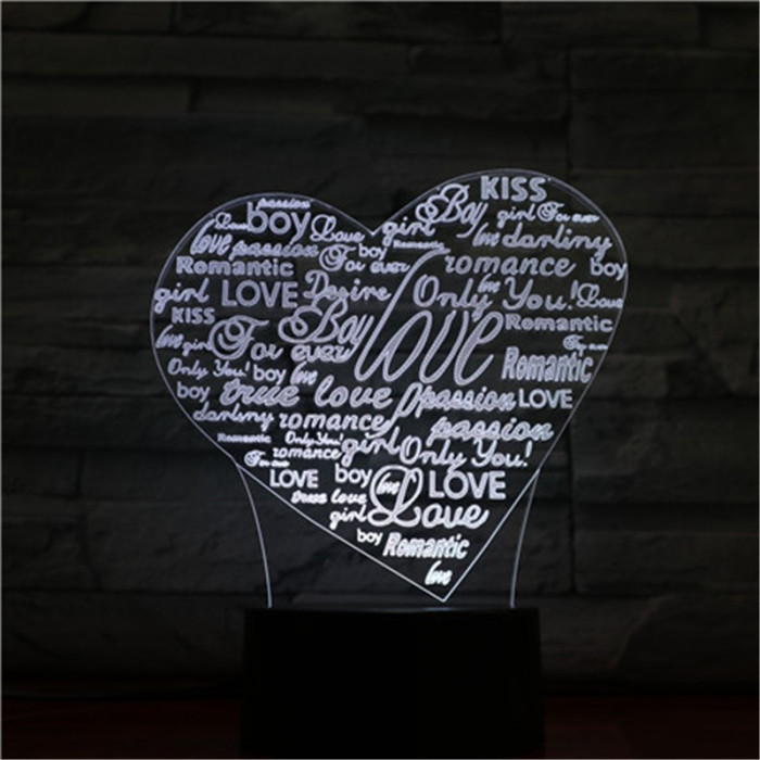 Szív Szavai 7 színű 3D led lámpa