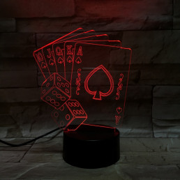 Póker  7 színű 3D led lámpa