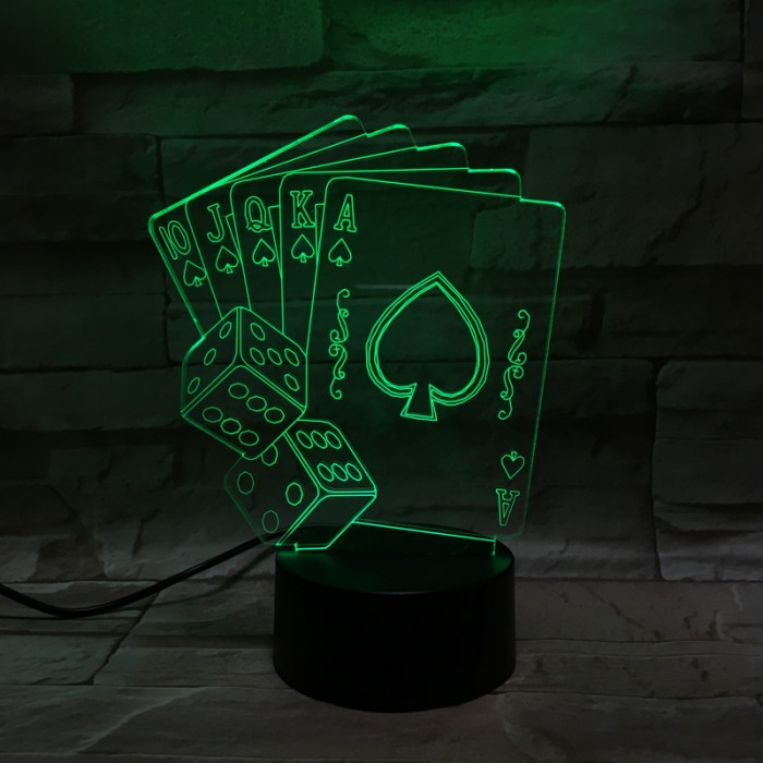 Póker  7 színű 3D led lámpa