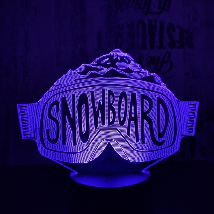 Snowboard  7 színű  3D led lámpa
