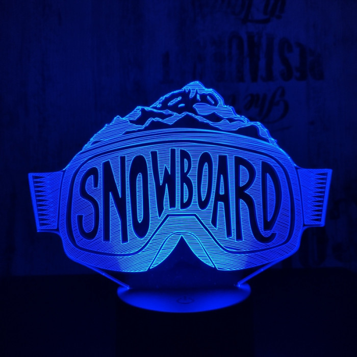 Snowboard  7 színű  3D led lámpa