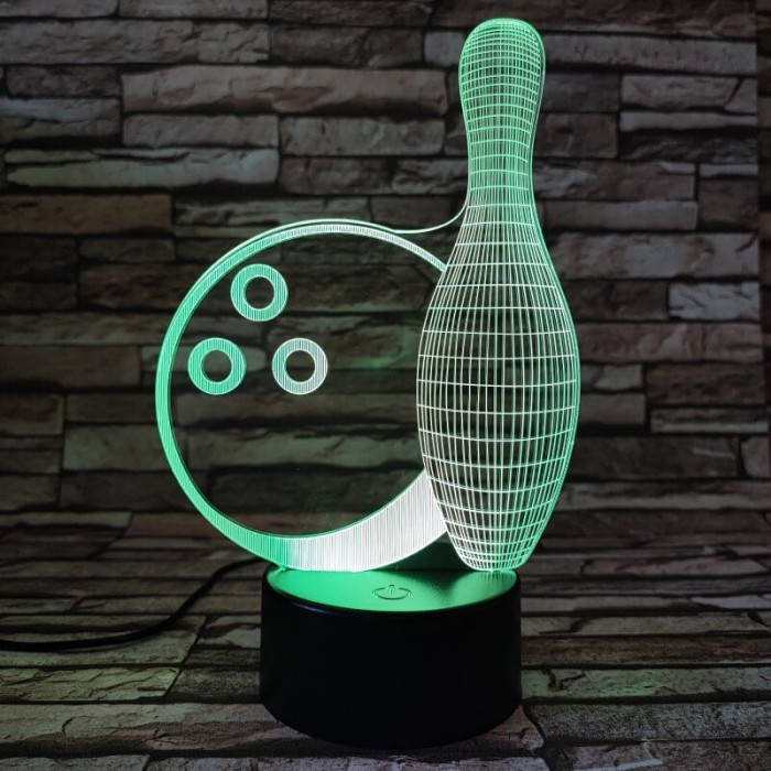 Bowling 7 színű 3D led lámpa