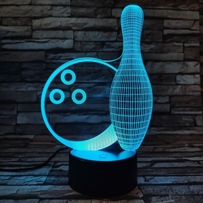 Bowling 7 színű 3D led lámpa