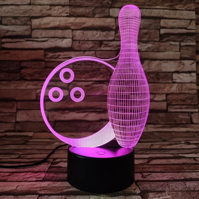 Bowling 7 színű 3D led lámpa