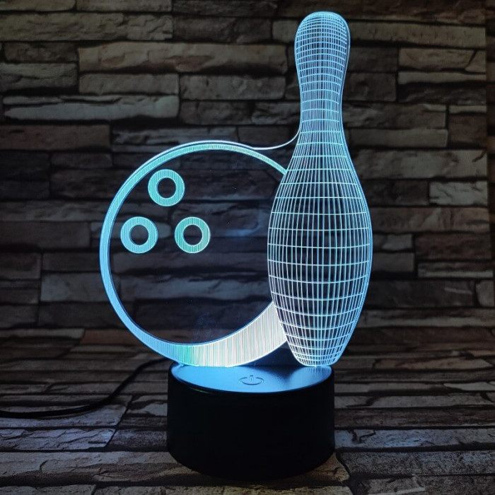 Bowling 7 színű 3D led lámpa