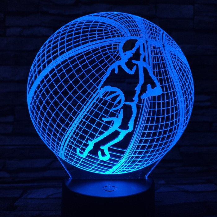 Kosárlabda 2 7 színű  3D led lámpa