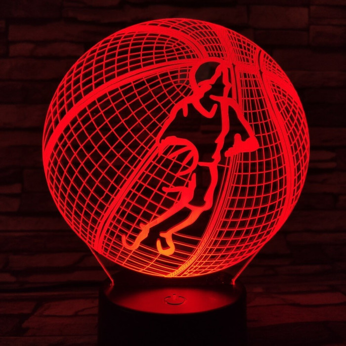 Kosárlabda 2 7 színű  3D led lámpa