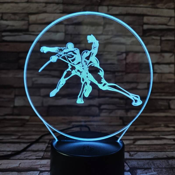 Kardozó-párbajtőr 7 színű  3D led lámpa