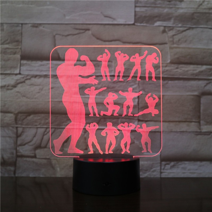 Bodybuilding 7 színű 3D led lámpa