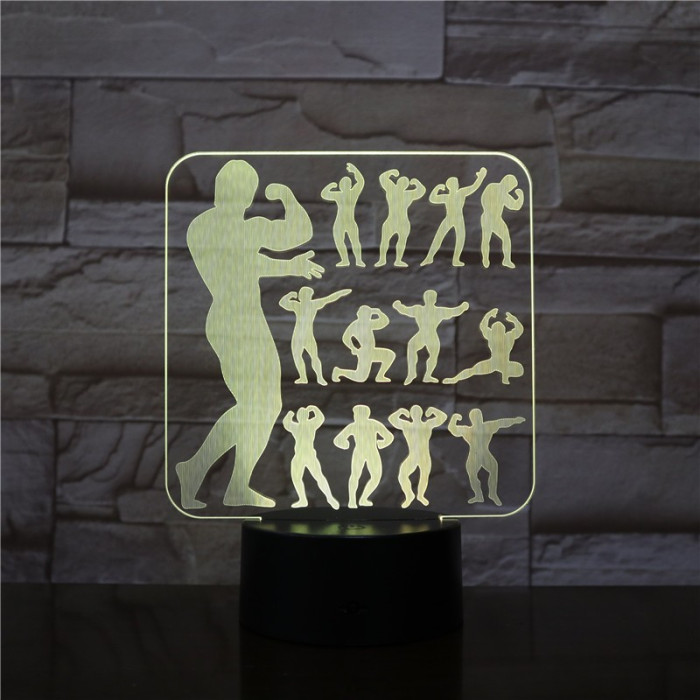Bodybuilding 7 színű 3D led lámpa
