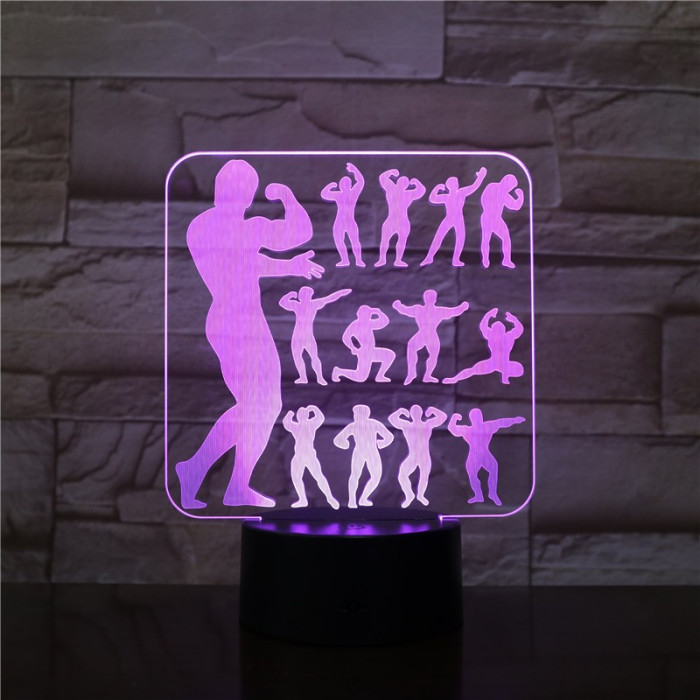 Bodybuilding 7 színű 3D led lámpa