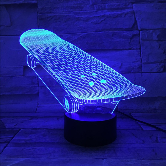 Gördeszka 7 színű 3D led lámpa