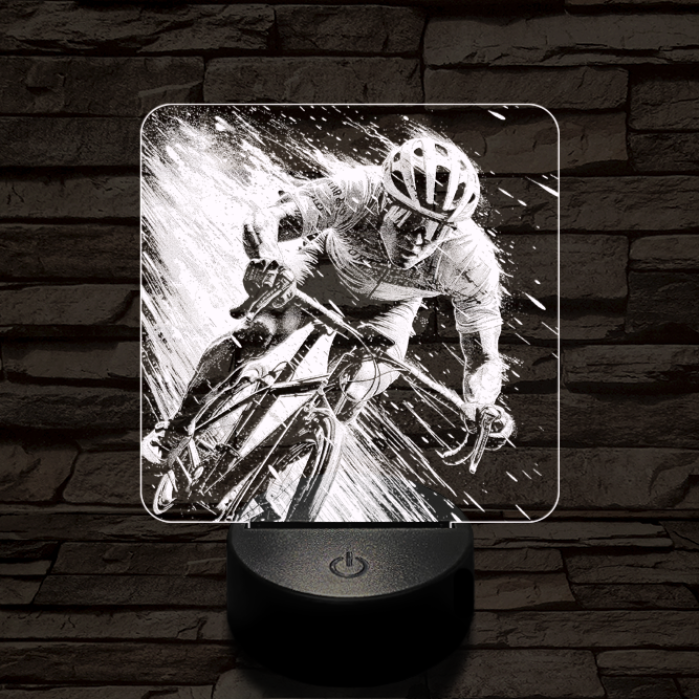 Száguldó bringás 7 színű valósághű 3D led lámpa