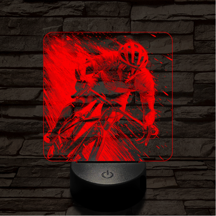 Száguldó bringás 7 színű valósághű 3D led lámpa