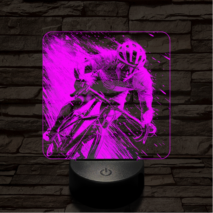 Száguldó bringás 7 színű valósághű 3D led lámpa