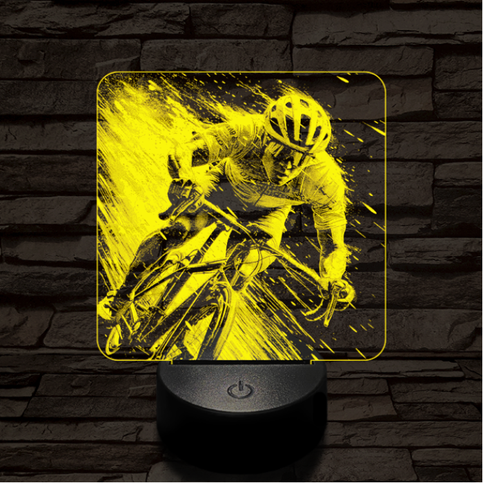 Száguldó bringás 7 színű valósághű 3D led lámpa