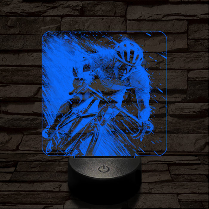 Száguldó bringás 7 színű valósághű 3D led lámpa