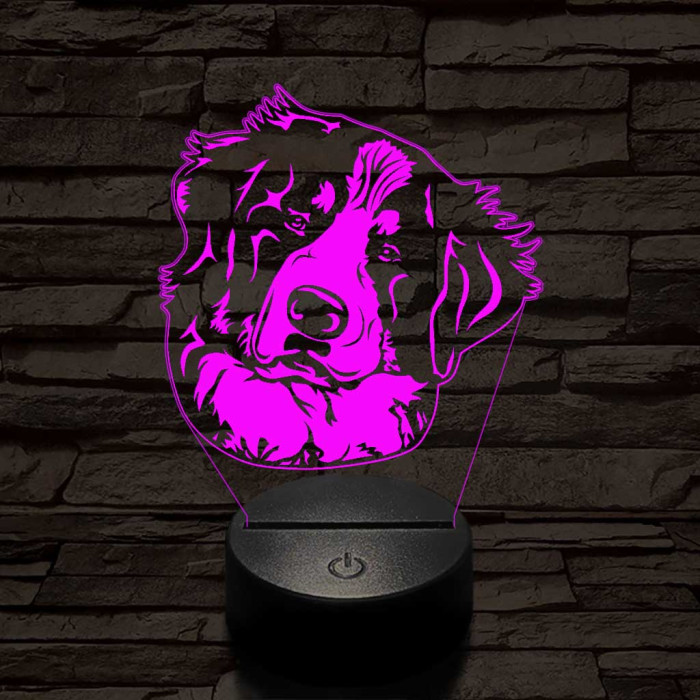Bernáthegyi kutya fej 7 színű 3D led lámpa