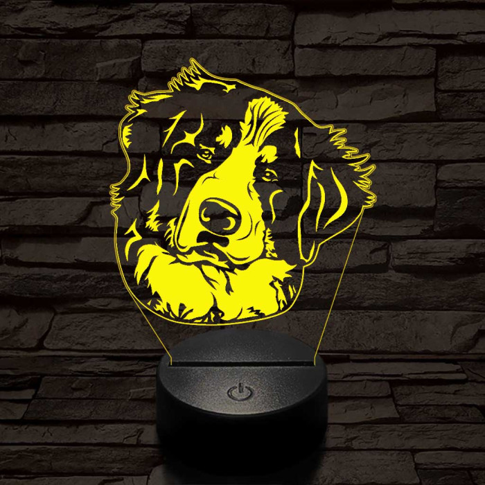 Bernáthegyi kutya fej 7 színű 3D led lámpa