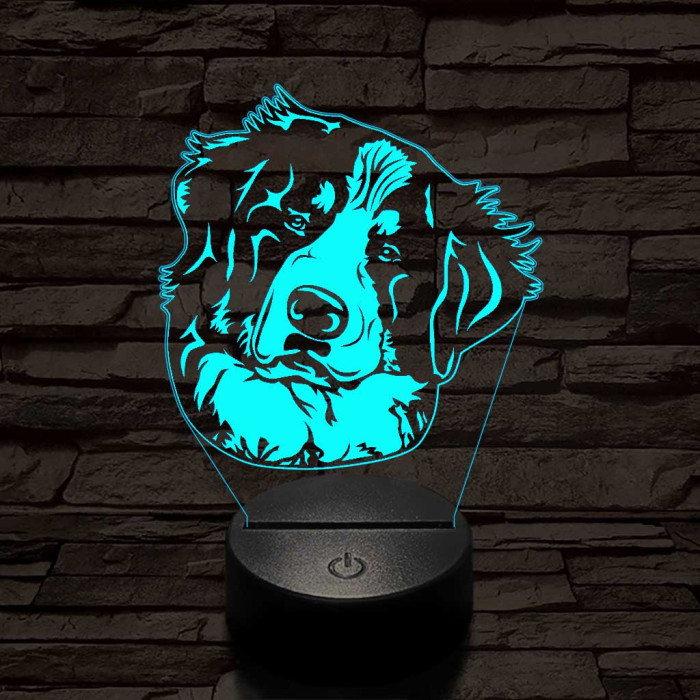 Bernáthegyi kutya fej 7 színű 3D led lámpa