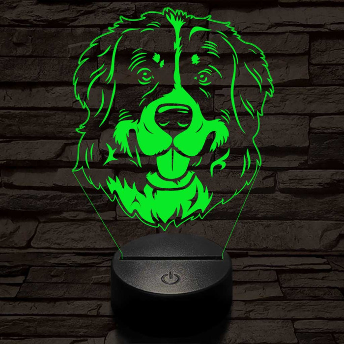 Bernáthegyi kutya boldog 7 színű 3D led lámpa