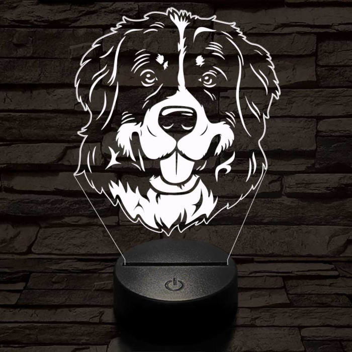 Bernáthegyi kutya boldog 7 színű 3D led lámpa