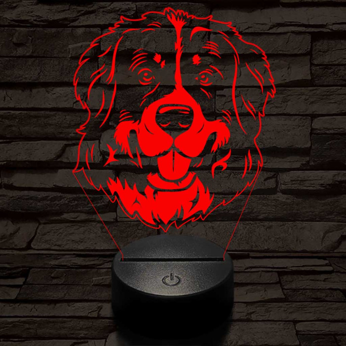 Bernáthegyi kutya boldog 7 színű 3D led lámpa