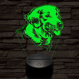 Golden retriever boldog 7 színű 3D led lámpa