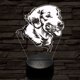 Golden retriever boldog 7 színű 3D led lámpa