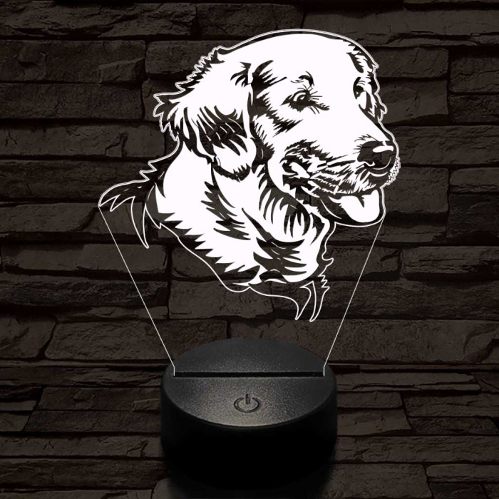 Golden retriever boldog 7 színű 3D led lámpa