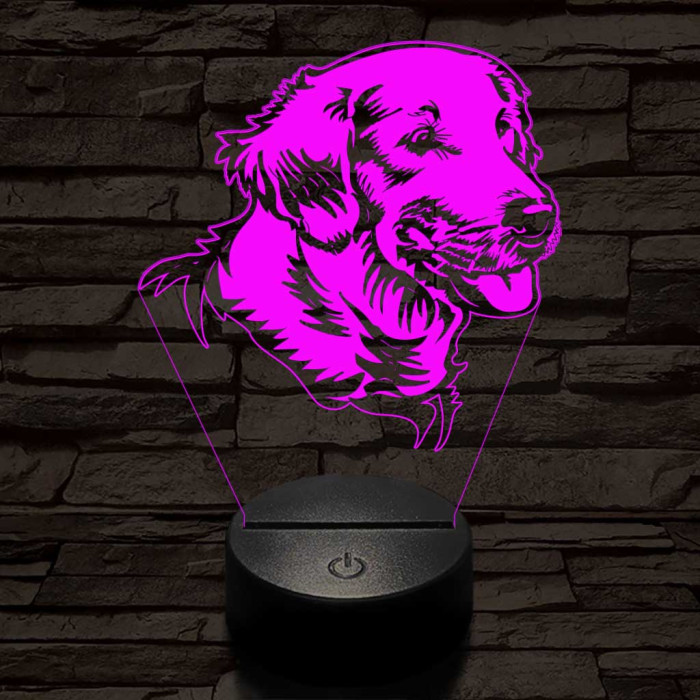 Golden retriever boldog 7 színű 3D led lámpa